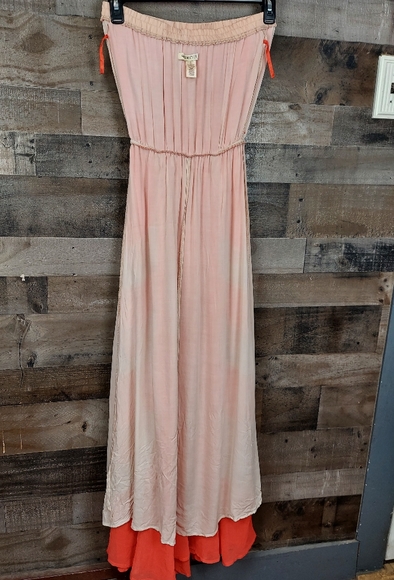 Arden B. Orange and Cream Strapless Maxi Dress - Picture 10 of 12